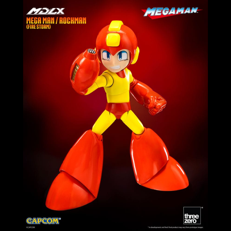 Figura de acción articulada de 10 cm del pesonaje MEGA MAN / ROCKMAN FIRE STORM DLX THREEZERO de la marca TREEZERO