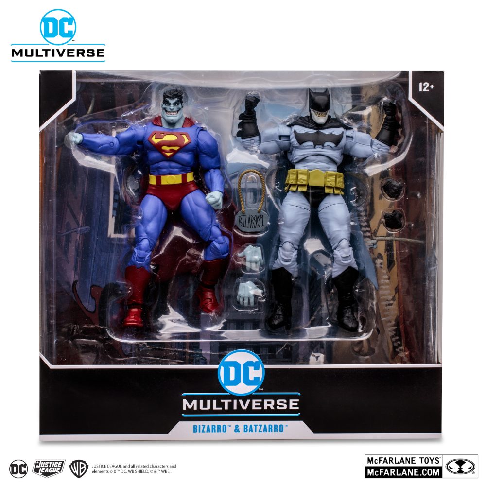 Pack de 2 figuras de acción de 16 cm de los personajes PACK BIZARRO Y BATZARRO DC MULTIVERSE del fabricante Mcfarlane Toys.