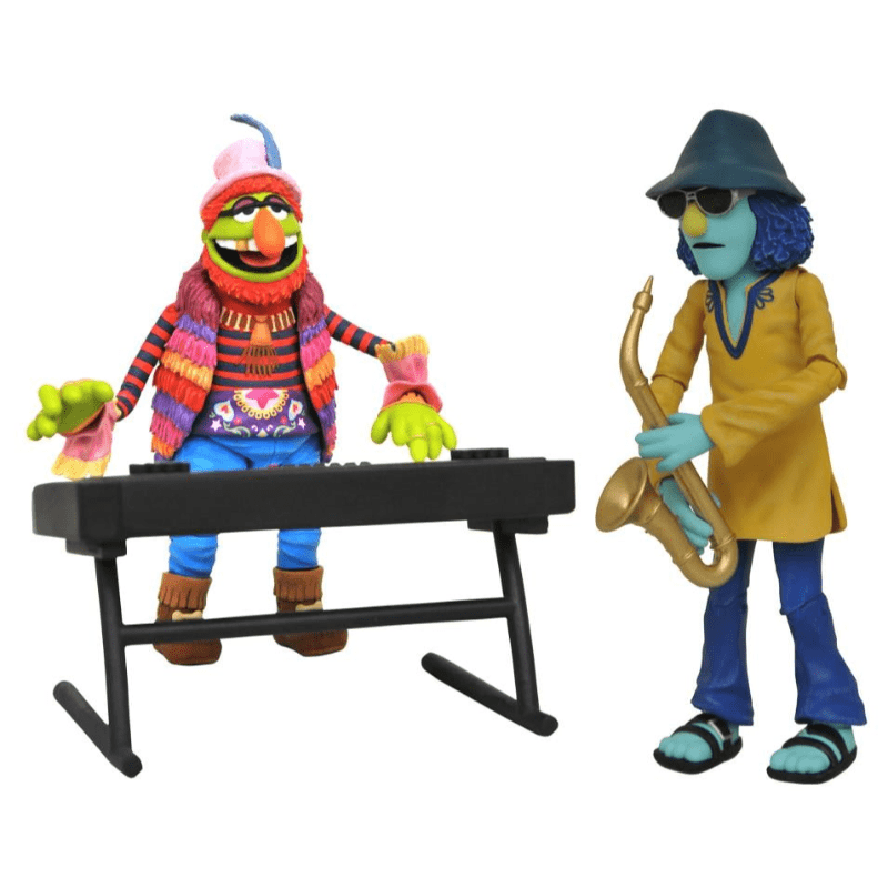 Diamond Select Toys presenta este set de 2 figuras para su colección The Best of Muppets. Este set contiene a Dr Teeth y a Zoot, dos de los miembros de "the Electric Mayhem band". Las figuras miden unos 18 cm y tienen múltiples puntos de articulación. Los instrumentos están incluidos.