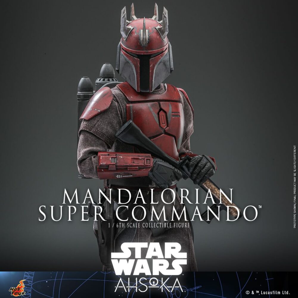 Figura articulada de acción premium de 30 cm del personaje SUPER COMMANDO THE MANDALORIAN STAR WARS HOT TOYS 1/6 de SIDESHOW