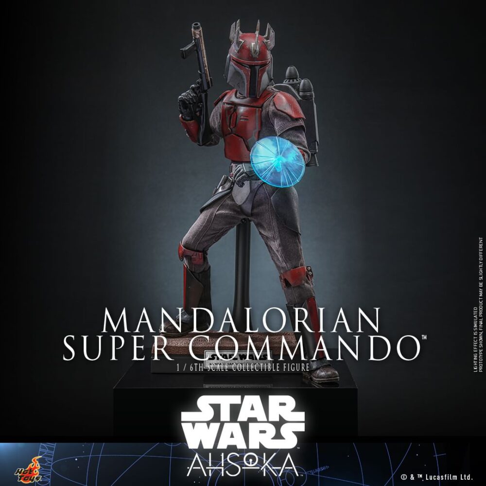 Figura articulada de acción premium de 30 cm del personaje SUPER COMMANDO THE MANDALORIAN STAR WARS HOT TOYS 1/6 de SIDESHOW