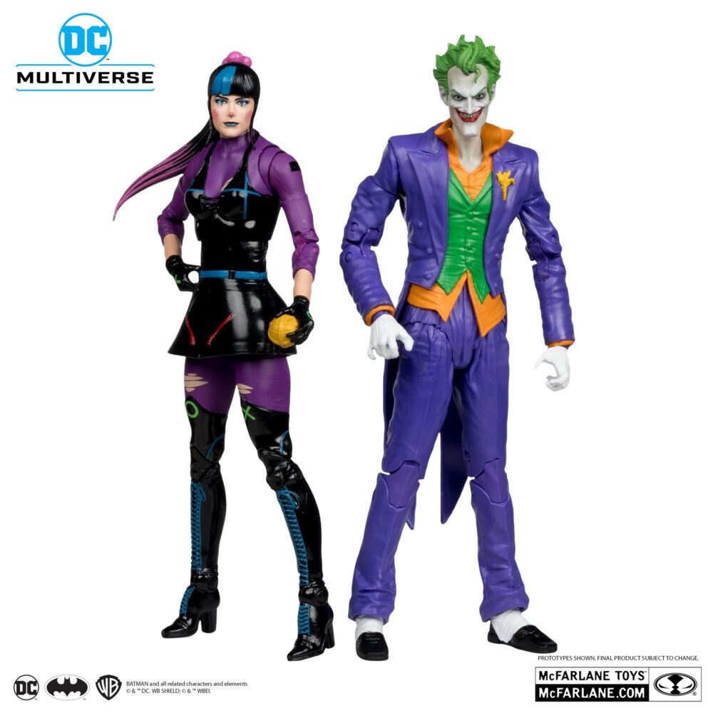 Pack de 2 figuras de acción articuladas de los personajes JOKER AND PUNCHLINE DC MULTIVERSE de MCFARLANE