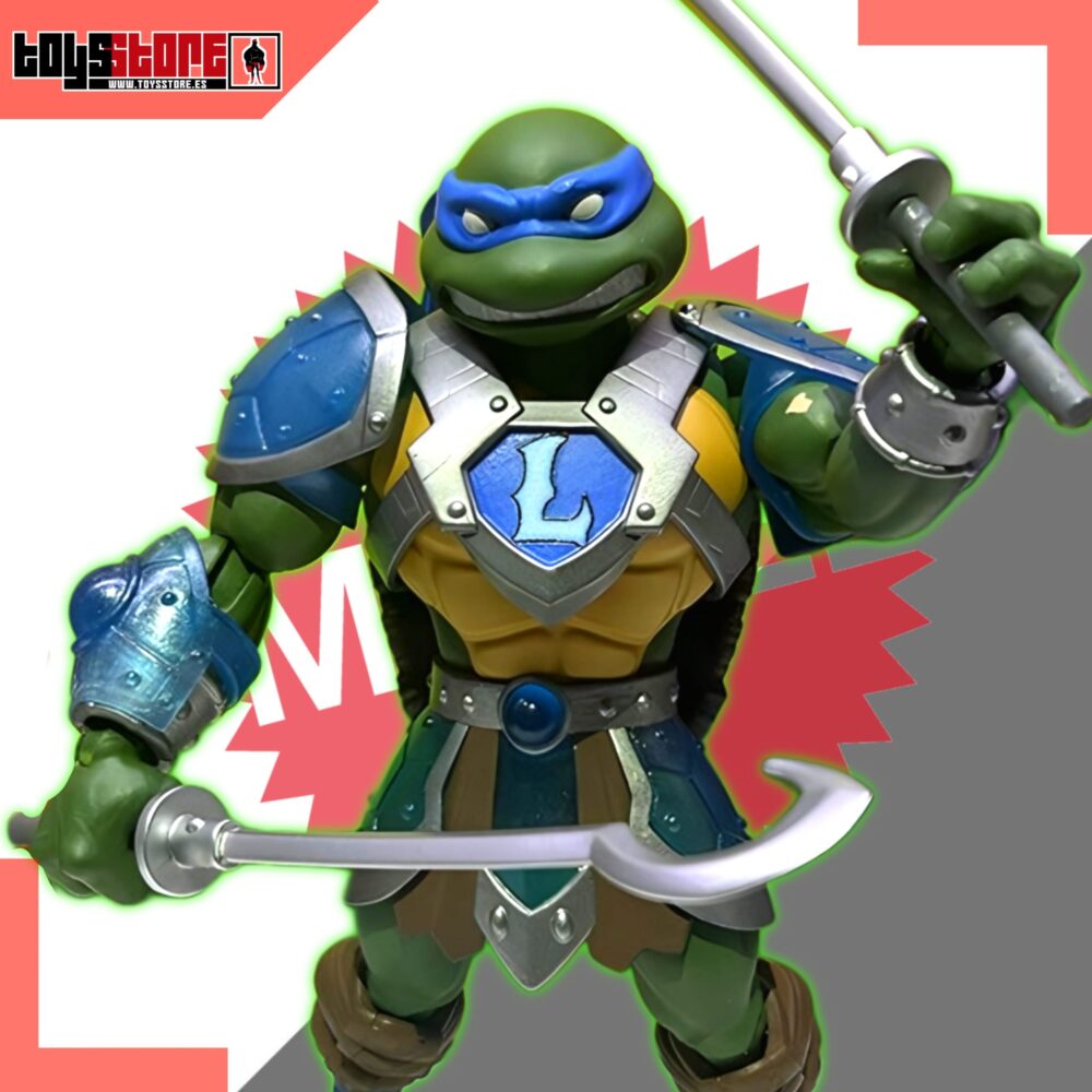 Figura de acción articulada de 14 cm del personaje LEONARDO MOTU x TMNT TURTLES OF GRAYSKULL MASTERS DEL UNIVERSO de MATTEL