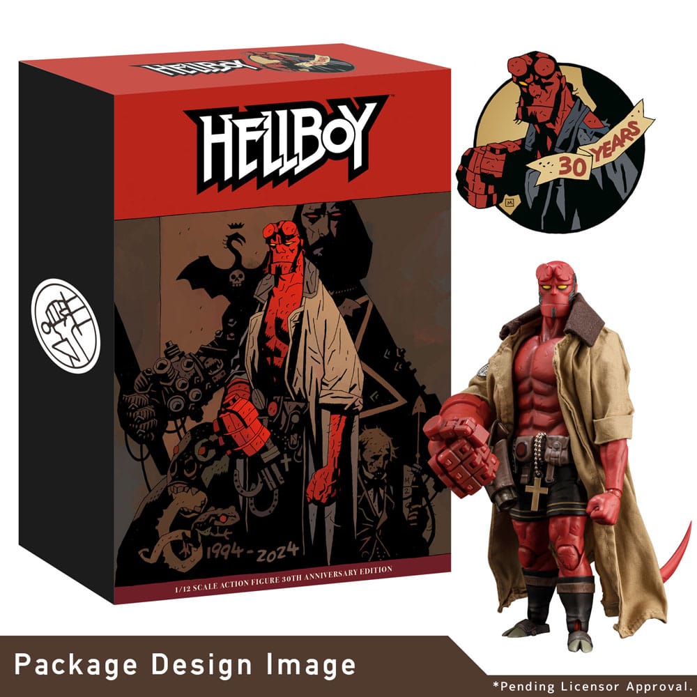 Figura de acción articulada del personaje HELLBOY 30TH ANNIVERSARY EDITION 1/12 de 1000TOYS