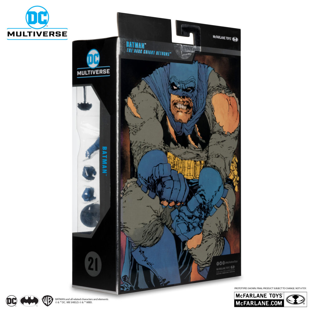 Figura de acción artículada de 17 cm del personaje BATMAN BATTLE DAMAGE BLUE DC MULTIVERSE PLATINUM EDITION THE DARK NIGHT RETURN de MCFARLANE TOYS