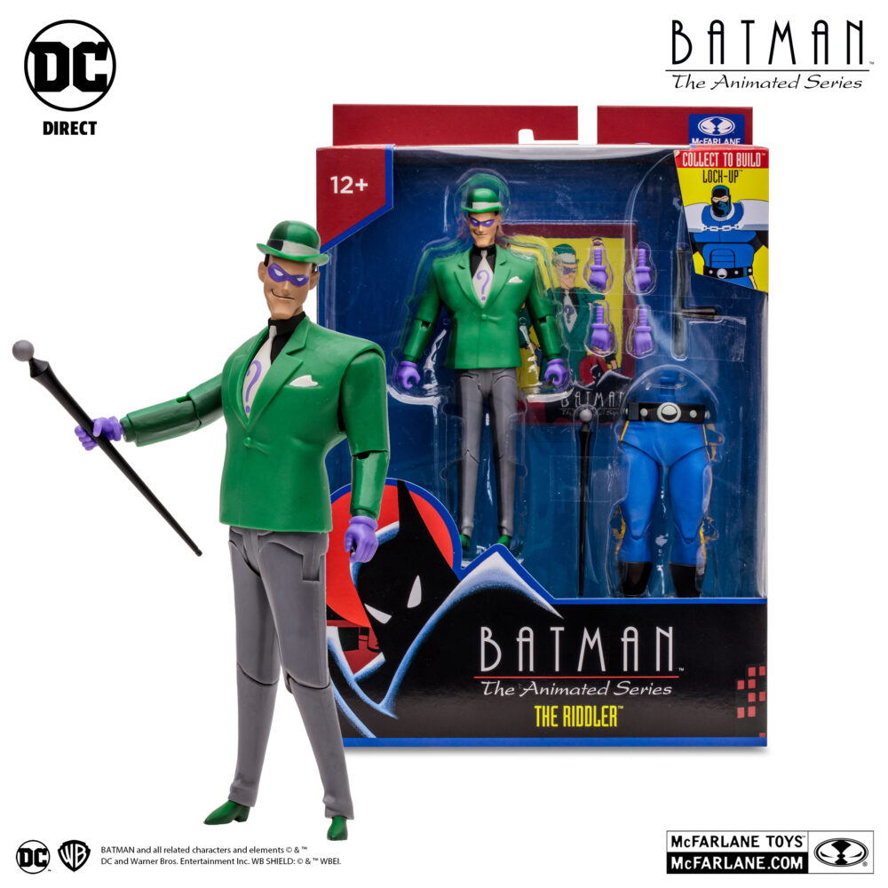 Figura de acción articulada de 15 cm del personaje THE RIDDLER ANIMATED SERIES (BAF LOCK-UP) de MCFARLANE TOYS