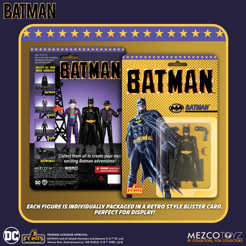 Figura de acción articulada de 13 cm del personaje BATMAN, UNIVERSO BATMAN 1989 de MEZCO TOYS