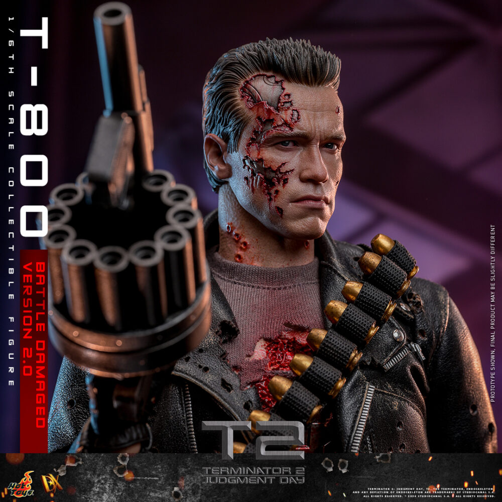 Figura de acción articulada de 30 cm del personaje T-800 BATTLE DAMAGED VERSION 2.0 TERMINATOR 2 MOVIE HOT TOYS 1/6 de SIDESHOW