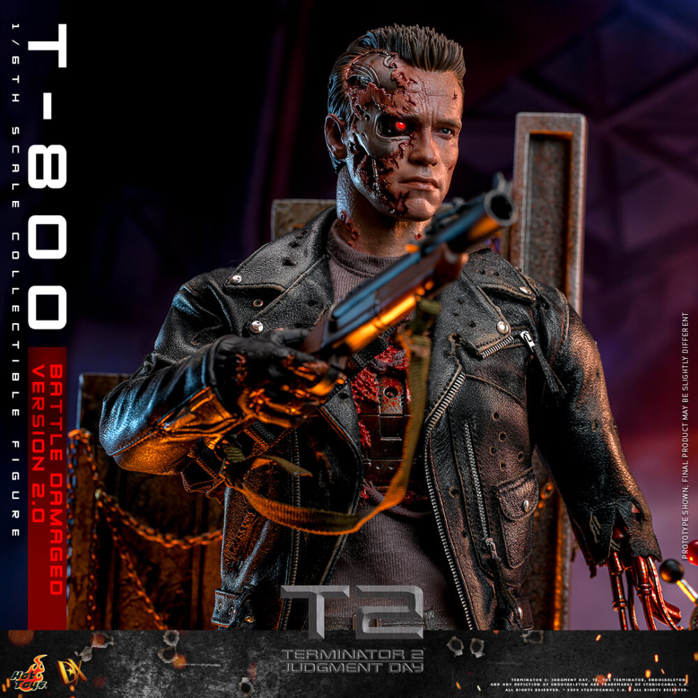 Figura de acción articulada de 30 cm del personaje T-800 BATTLE DAMAGED VERSION 2.0 TERMINATOR 2 MOVIE HOT TOYS 1/6 de SIDESHOW