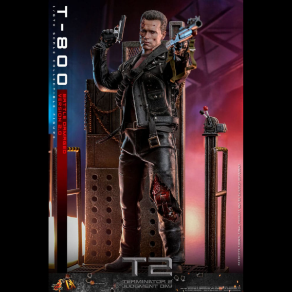 Figura de acción articulada de 30 cm del personaje T-800 BATTLE DAMAGED VERSION 2.0 TERMINATOR 2 MOVIE HOT TOYS 1/6 de SIDESHOW