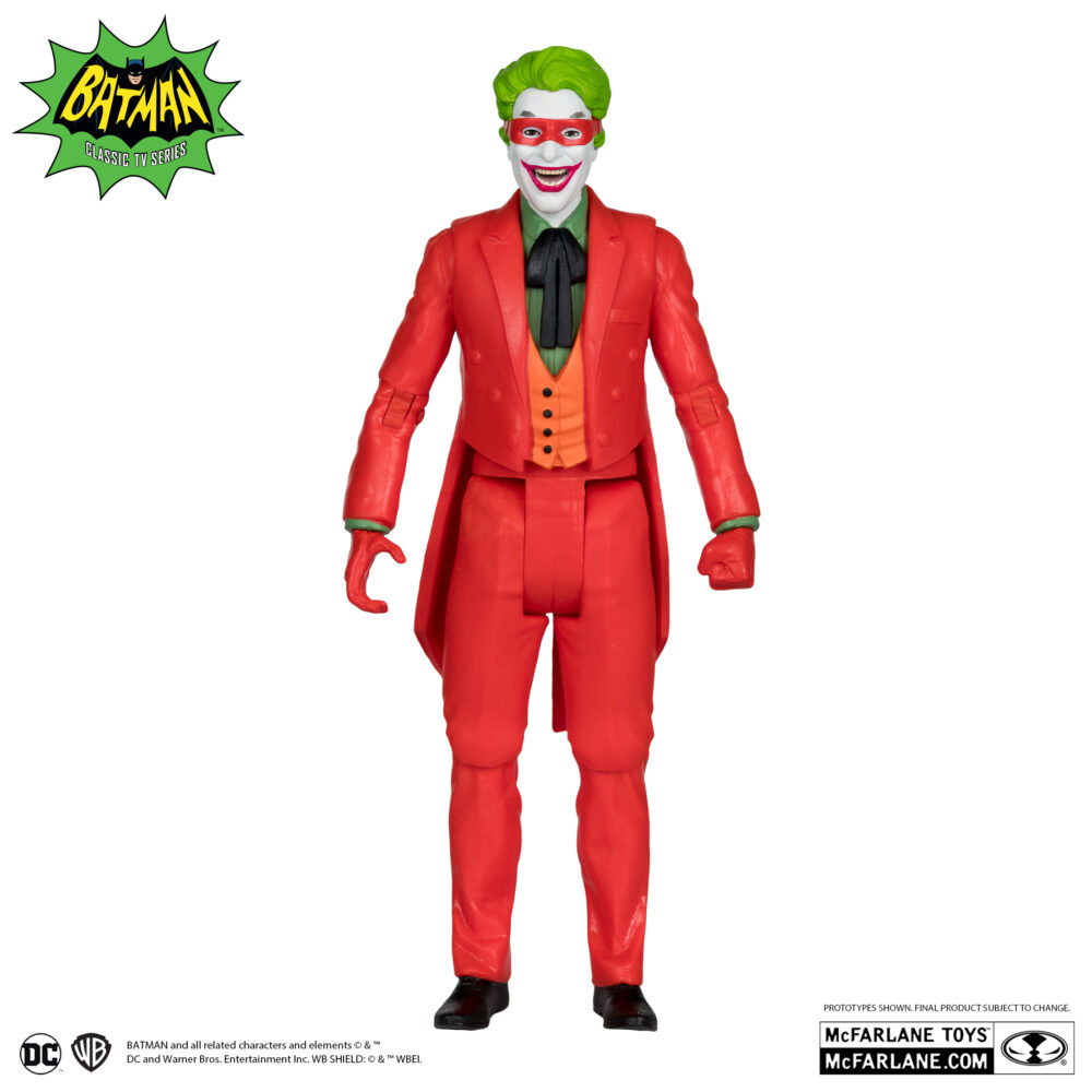 Figura articulada de 16 cm del personaje JOKER CON MASCARA (BATMAN 66´ COMIC) de MCFARLANE TOYS