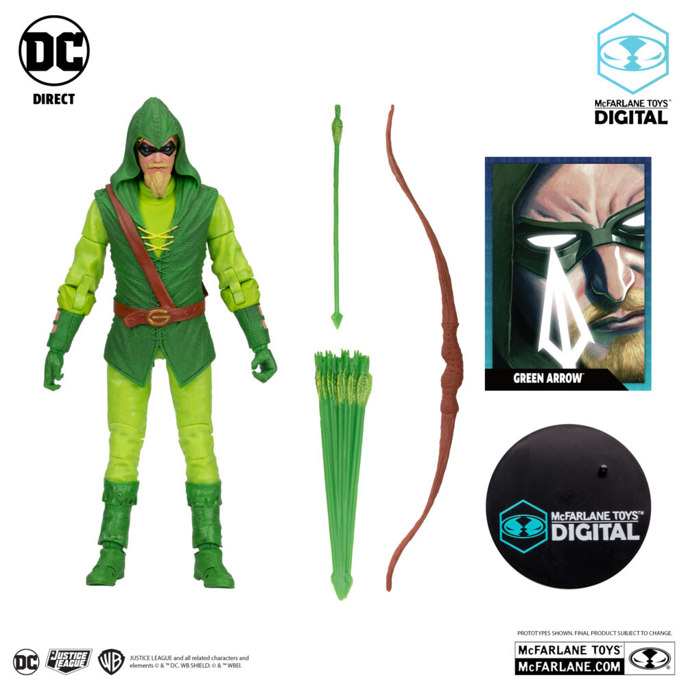 Figura de acción articulada de 16 cm del personaje GREEN ARROW LONGBOW HUNTER DIGITAL COLLECTIBLE de MCFARLANE TOYS