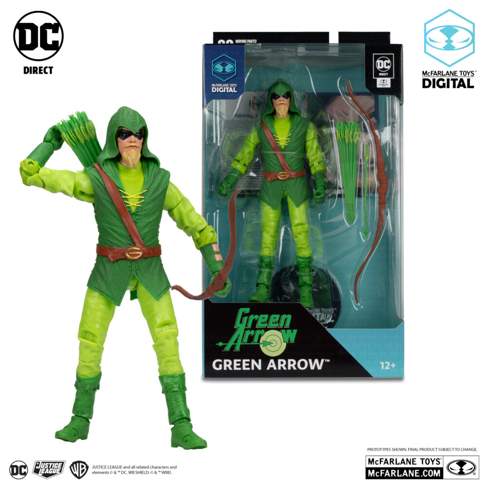 Figura de acción articulada de 16 cm del personaje GREEN ARROW LONGBOW HUNTER DIGITAL COLLECTIBLE de MCFARLANE TOYS