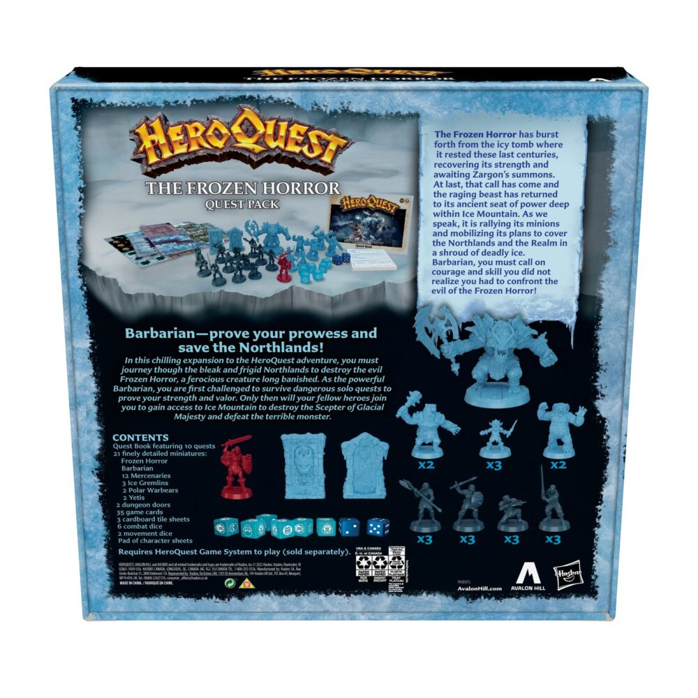 Pack expansión del juego de mesa HEROQUEST de THE FROZEN HORROR QUEST PACK ENGLISH de HASBRO