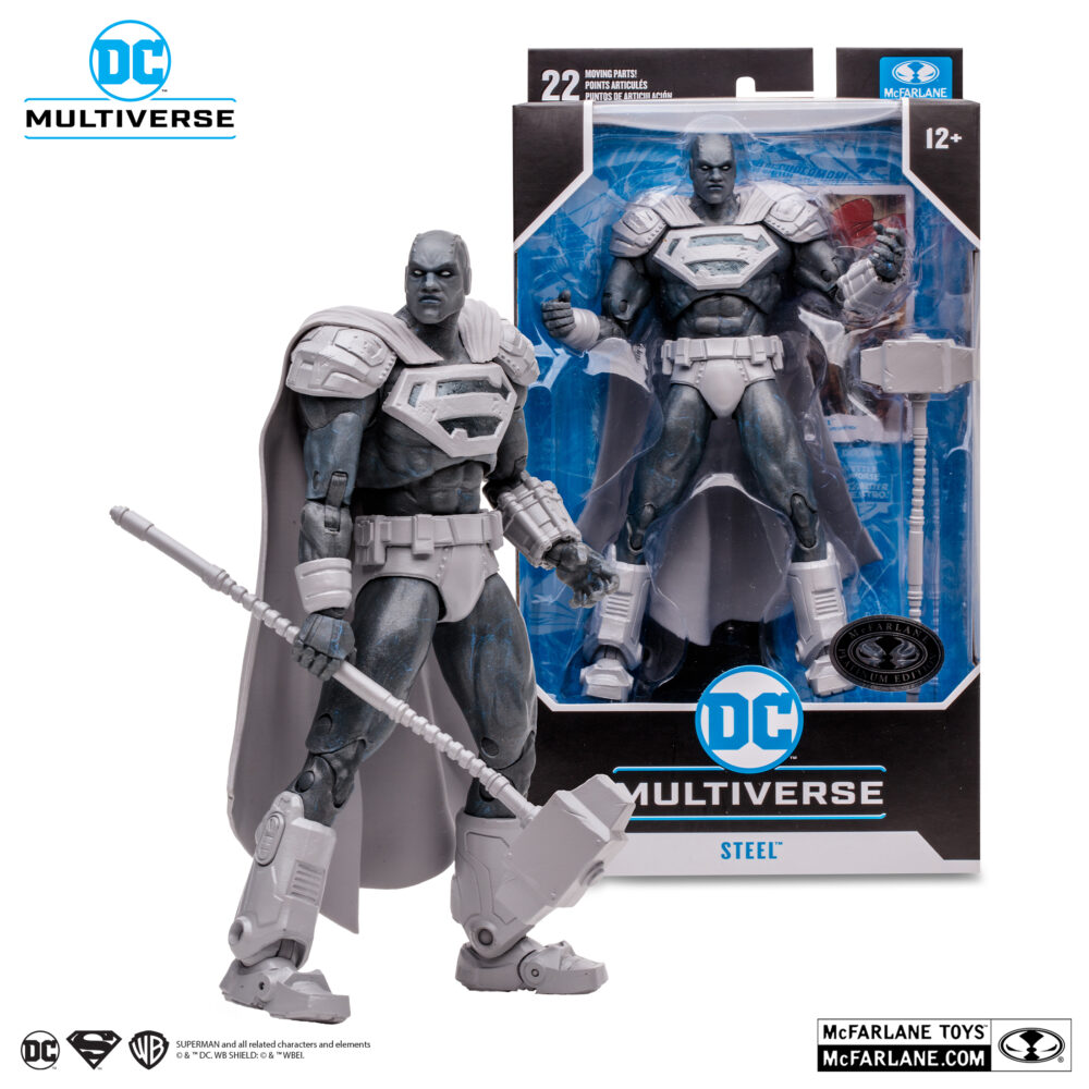 Figura de acción articulada de 16 cm del personaje SUPERMAN STEEL PLATINUM EDITION DC MULTIVERSE de MCFARLANE TOYS