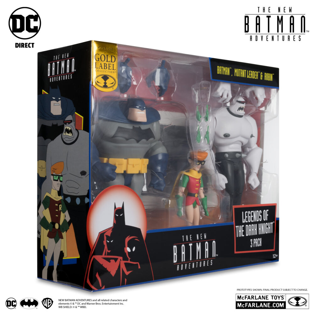 Pack de tres figuras de acción articuladas de 16 cm de los personajes BATMAN MUTANT LEADER & ROBIN 3PK (LEGENDS OF THE DARK KNIGHT) GOLD LABEL de MCFARLANE TOYS