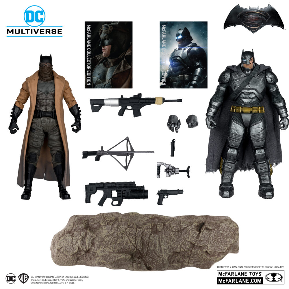 Pack de dos figuras de accion articuladas de 17 cm de los personaje BATMAN ARMOR SUIT AND BATMAN KNIGHTMARE COLLECTOR EDITION GOLD LABEL de MCFARLANE TOYS