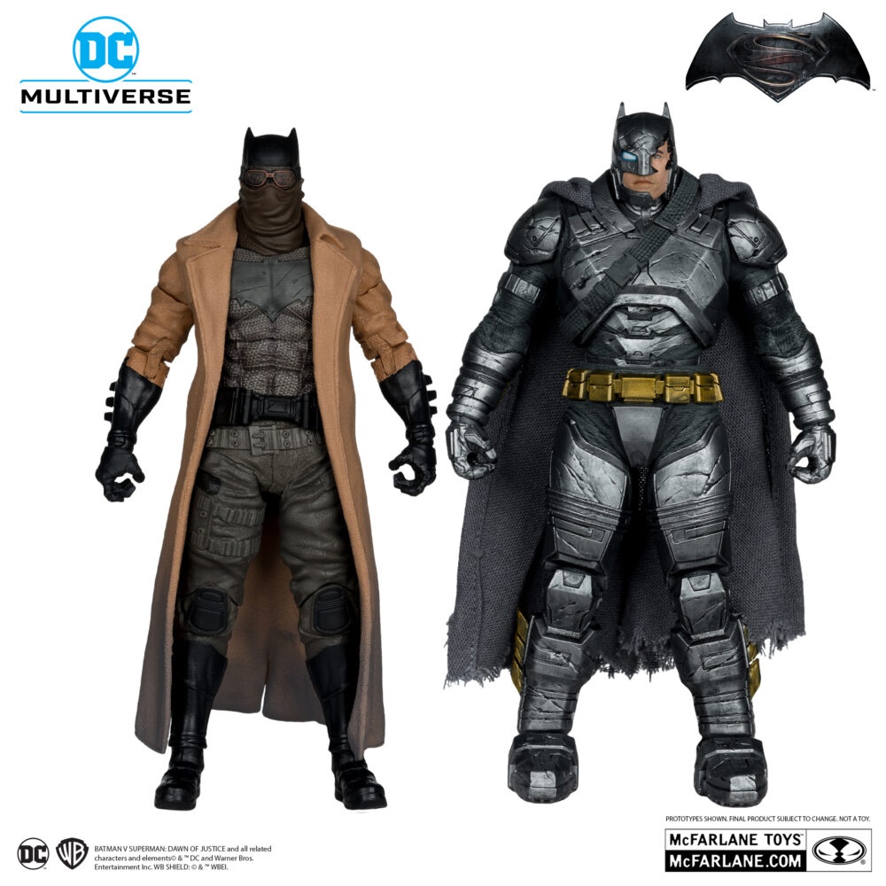 Pack de dos figuras de accion articuladas de 17 cm de los personaje BATMAN ARMOR SUIT AND BATMAN KNIGHTMARE COLLECTOR EDITION GOLD LABEL de MCFARLANE TOYS