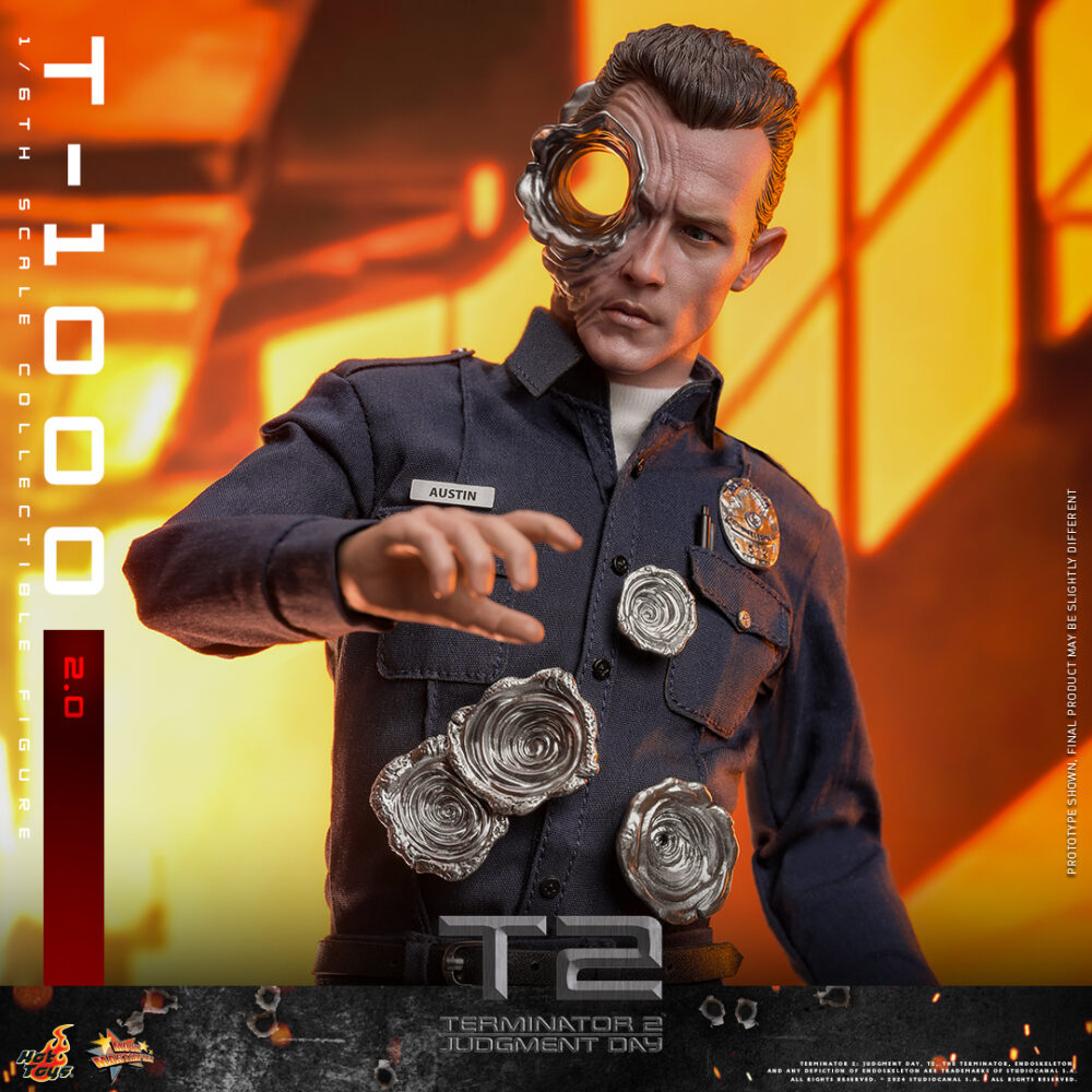 Figura de acción articulada de 30 cm del personaje T-1000 2.0 TERMINATOR 2 MOVIE HOT TOYS 1/6 de HOT TOYS