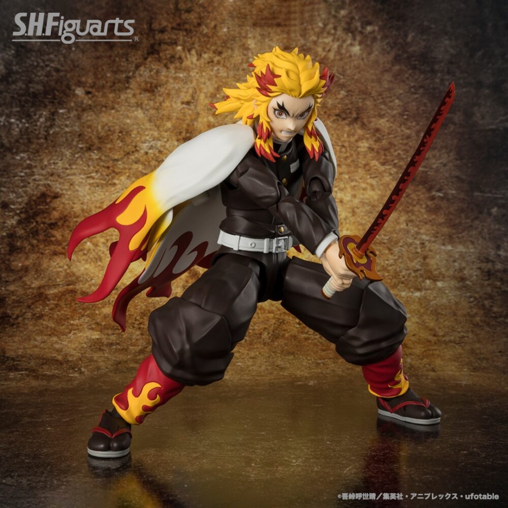 Figura de acción articulada de 15 cm del personaje KYOJURO RENGOKU DEMON SLAYER SH FIGUARTS de Tamashii Nations