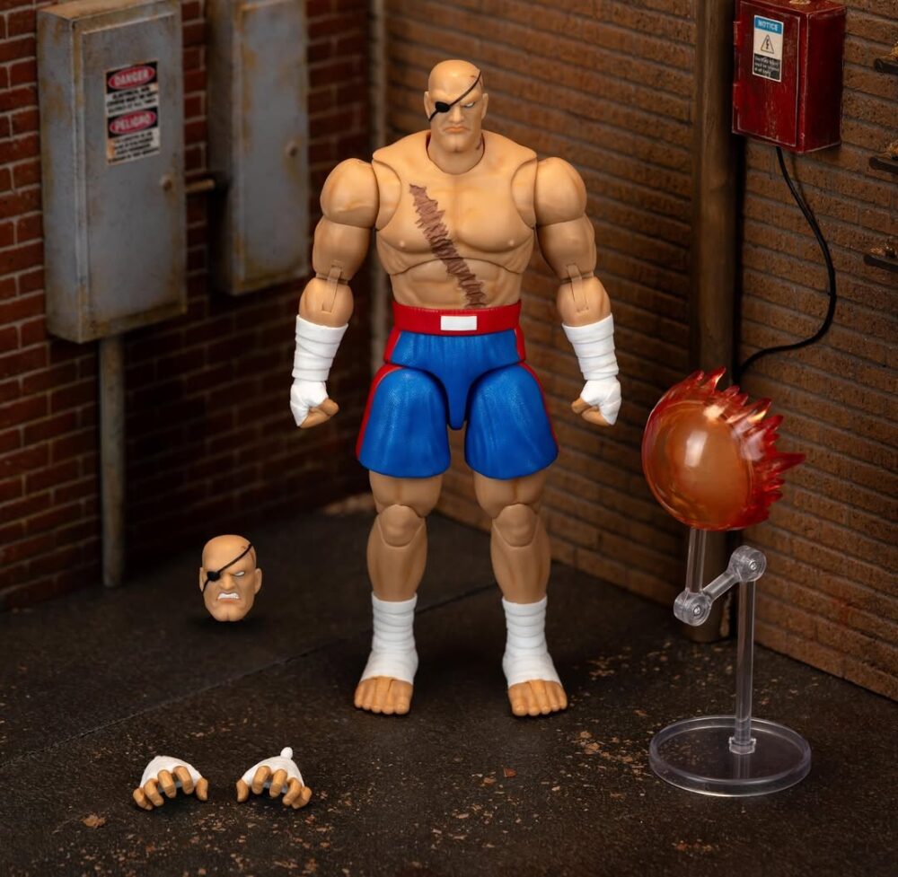 Figura de acción articulada de 16 cm del personaje SAGAT ULTRA STREET FIGHTER II: THE FINAL CHALLENGERS de JADA TOYS