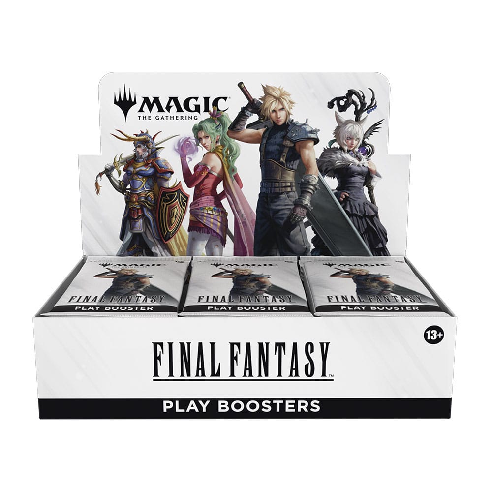 CAJA DE SOBRES MAGIC THE GATHERING FINAL FANTASY (INGLES) (30). ¡Toda la saga FINAL FANTASY está aquí! Muy pronto, los jugadores se sumergirán en los mundos de las dieciséis entregas principales de la querida serie de juegos de rol FINAL FANTASY. Los sobres de juego son ideales para jugar, especialmente en los eventos de los formatos de Limitado. Tanto si quieren hacer drafts con sus amigos como si tratan de conseguir cartas de Diversión en Sobres o si tan solo les apetece ampliar su colección, los sobres de juego están pensados para todos los gustos. Con una caja entera de sobres de juego se puede hacer un draft con un grupo de ocho personas y que aún queden algunos sobres para usar como premios.