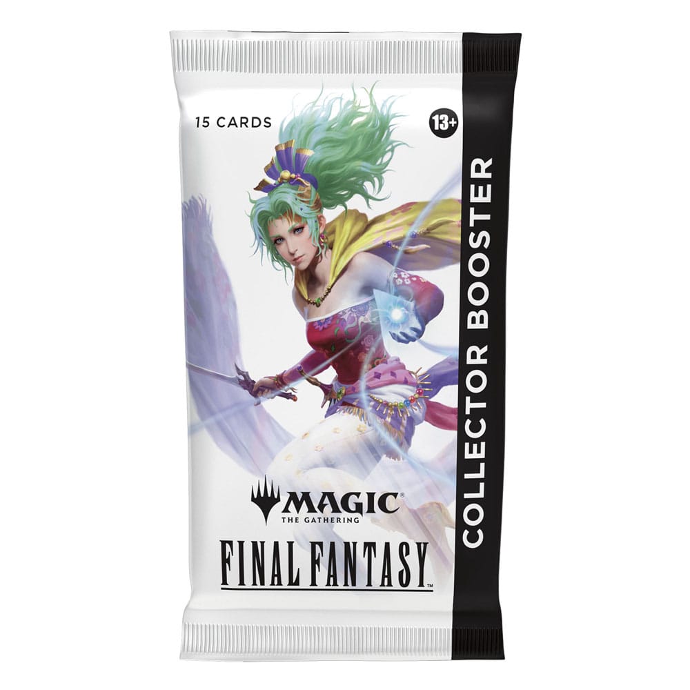 CAJA DE SOBRES DE COLECCIONISTA MAGIC THE GATHERING FINAL FANTASY (INGLÉS) (12). ¡Toda la saga FINAL FANTASY está aquí! Muy pronto, los jugadores se sumergirán en los mundos de las dieciséis entregas principales de la querida serie de juegos de rol FINAL FANTASY. En concreto, los mazos de Commander contarán principalmente con cartas inspiradas en FINAL FANTASY VI, FINAL FANTASY VII, FINAL FANTASY X y FINAL FANTASY XIV. Los jugadores lanzarán hechizos poderosos, lucharán junto a invocaciones clásicas y visitarán sus lugares favoritos a lomos de un chocobo.