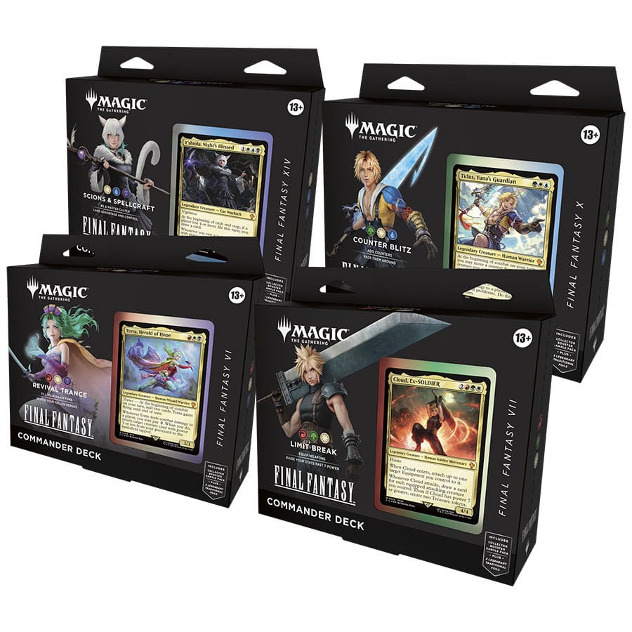 PACK MAZOS DE COMMANDER MAGIC THE GATHERING FINAL FANTASY (INGLÉS) (4) Los jugadores lanzarán hechizos poderosos, lucharán junto a invocaciones clásicas