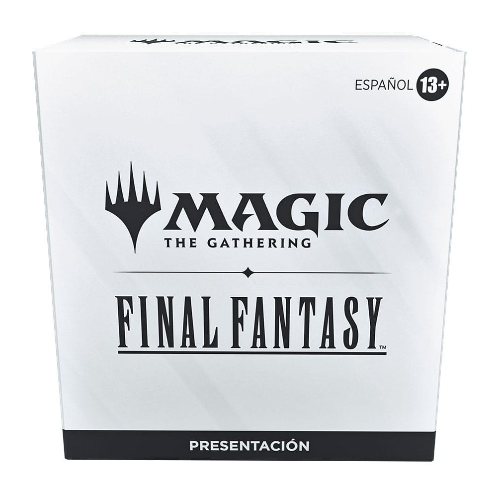 PACK DE PRESENTACIÓN MAGIC THE GATHERING FINAL FANTASY (CASTELLANO). ¡Toda la saga FINAL FANTASY está aquí! Muy pronto, los jugadores se sumergirán en los mundos de las dieciséis entregas principales de la querida serie de juegos de rol FINAL FANTASY. La Presentación es el evento principal de cada colección y representa la primera oportunidad que tiene tu comunidad de probar el último lanzamiento de Magic: The Gathering. Los Packs de Presentación son el producto perfecto para jugar los primeros eventos con una colección nueva, porque ayudan a los fans a explorar todas las novedades de la colección y les ofrecen todo lo necesario para construir su primer mazo.