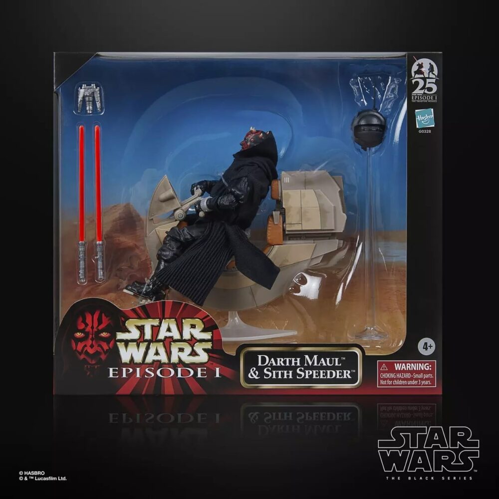 Pack de vehículo y figura del personaje DARTH MAUL AND SPEEDER SITH SDCC 2024 STAR WARS BLACK SERIES de HASBRO