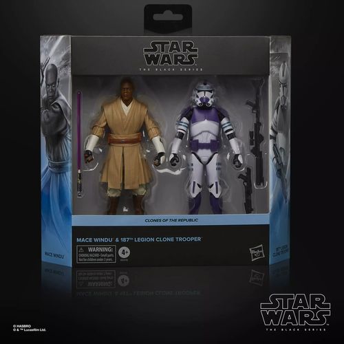 Pack de dos figuras de acción articuladas de 16 cm de los personajes MACE WINDU & CLONE TROOPER STAR WARS BLACK SERIES de HASBRO