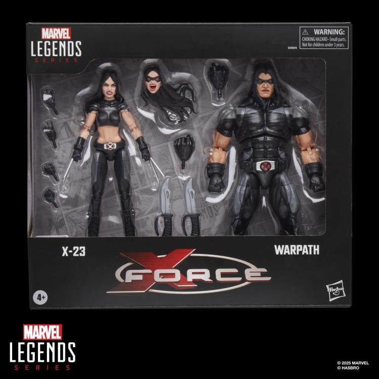 Pack de 2 figuras de acción articuladas de los personajes X-23 Y WARPARTH X-FORCE MARVEL LEGENDS de HASBRO