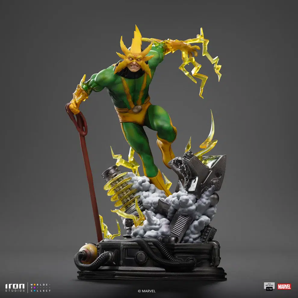 Electro spider-man vs villains art scale 1/10. Desata el poder del villano electro con esta electrizante estatua de iron studios. Parte de la colección spider-man vs villains diorama, esta impresionante estatua a escala artística 1/10 captura al icónico supervillano en una pose dinámica, utilizando sus increíbles habilidades eléctricas para derrotar a spider-man. Con un esculpido detallado, desde la energía crepitante que lo rodea hasta las intrincadas texturas de su traje, electro está listo para desafiar al lanza-telarañas en una lucha que iluminará tu colección. La base del diorama realza la escena dramática, realzando la intensidad de la batalla entre spider-man y sus enemigos más peligrosos. Hecha de resina de alta calidad y pintada a mano, esta estatua es una adquisición esencial para los fans de spider-man y los coleccionistas de marvel.