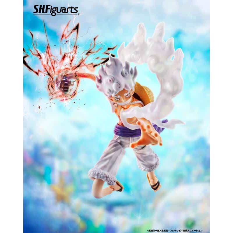 Figura de acción articulada de 15 cm del personaje MONKEY D LUFFY GEAR5 FUTURE ISLAND ONE PIECE SH FIGUARTS de Tamashii nations