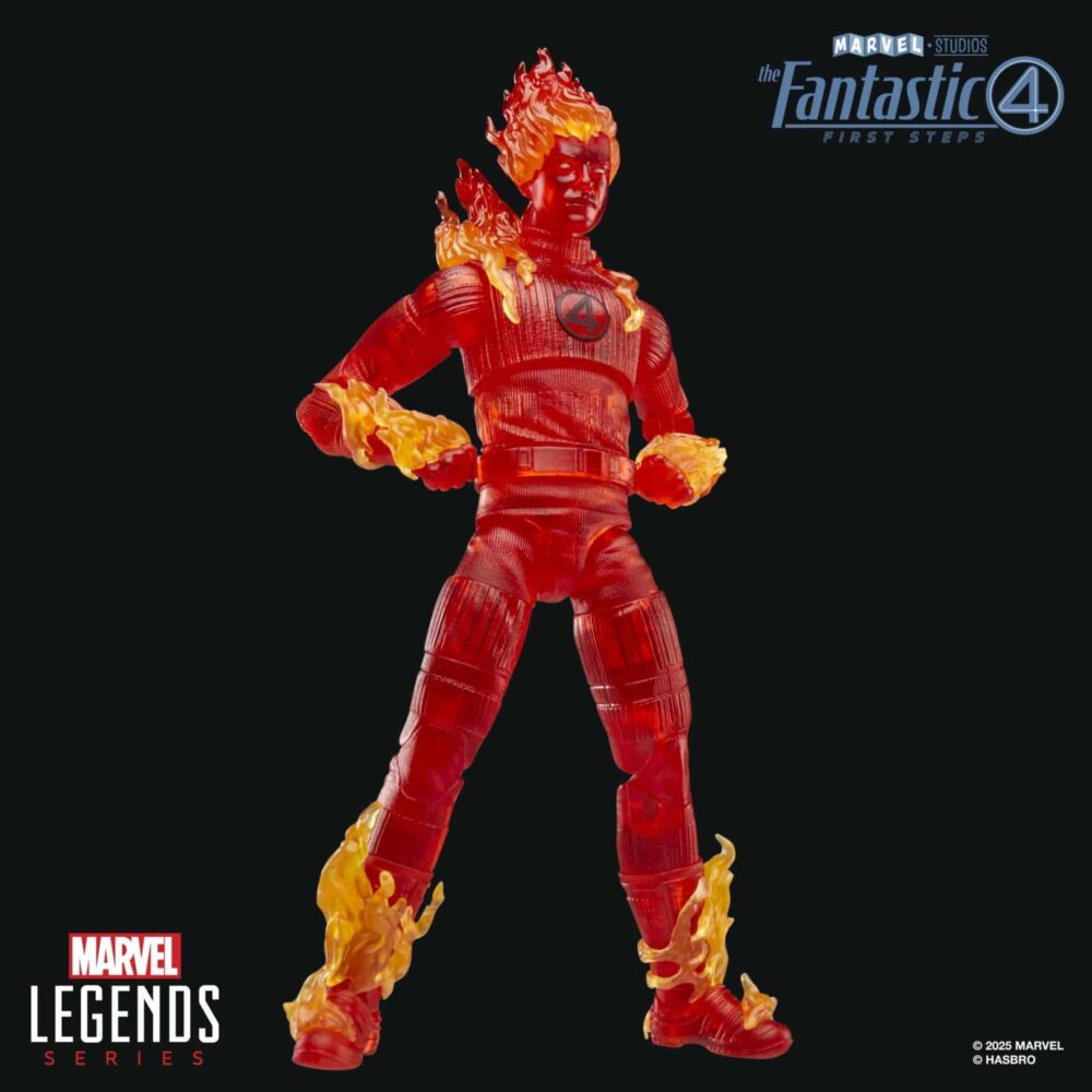 Figura de acción articulada de 16 cm del personaje human torch los 4 fantásticos marvel legends de hasbro