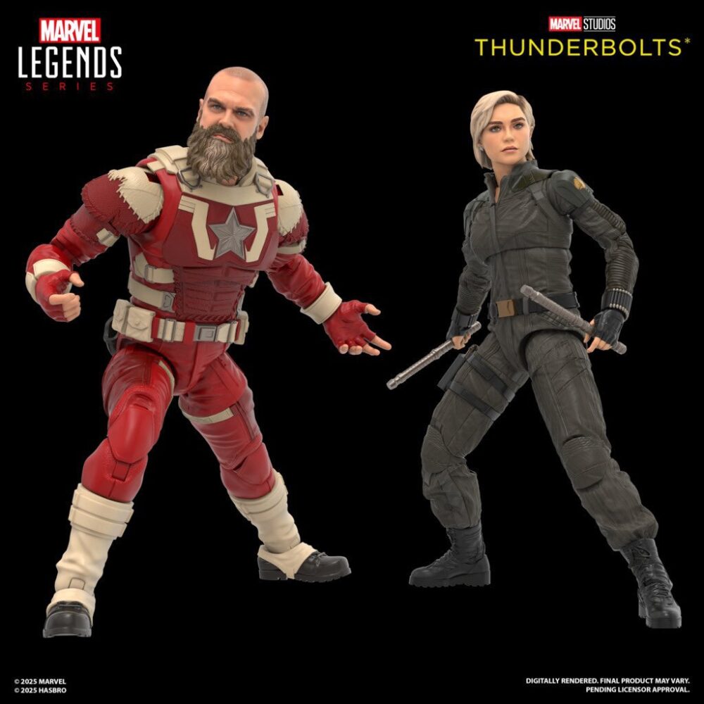 Pack de dos figuras articuladas de acción de 16 cm de los personaje YELENA BELOVA AND RED GUARDIAN THUNDERBOLTS MARVEL LEGENDS de HASBRO