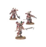 WORLD EATERS BATTLEFORCE: GORESTORM SLAUGHTERPACK Los Devoradores de Mundos se han entregado por completo a Khorne. Algunos incluso permiten que entidades daemónicas los posean, otorgándoles un poder que va mucho más allá de sus limitaciones mortales. Tal es el caso de los Masacrejurados: una suerte de líderes que comparten sus cuerpos con el espíritu de un Devorador de Almas, que los muta y deforma hasta convertirlos en poco más que un arsenal viviente de espadas, garras y dientes rugientes. Sigue su estela un bestiario de guerreros furibundos, deseosos de desgarrar a sus enemigos miembro a miembro.