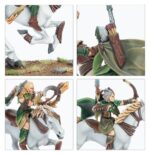 GLADE RIDERS: WOOD ELF REALMS. Los Jinetes del Bosque quizá sean la mejor unidad de caballería ligera del Viejo Mundo: sus reflejos élficos les permiten realizar todo tipo de actos en apariencia temerarios que van mucho más allá de las habilidades de otras razas más jóvenes. Acostumbran a salir ilesos de sus correrías gracias a su formidable combinación de habilidad, elegancia y confianza ciega. Con este kit multicomponente de plástico puedes montar 12 Glade Riders, caballería ligera para tus ejércitos de Wood Elf Realms en partidas de Warhammer: The Old World. Estos versátiles guerreros son letales desde lejos con sus longbows, pero no dudarán en lanzarse contra enemigos débiles o desprevenidos con sus cavalry spears. Pueden montarse como una unidad grande o como dos unidades de seis guerreros, cada una con su propio champion, standard bearer y musician opcionales. Las cabezas, piernas, torsos, capas y armas son intercambiables, para que personalices fácilmente tu caballería. Además, cada Glade Rider puede ensamblarse con arco o lanza, y el kit incluye espíritus del bosque para que decores las peanas a tu gusto