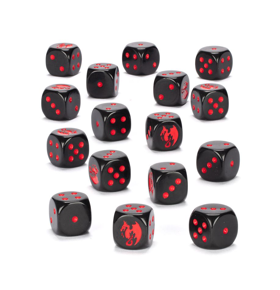 Soulblight gravelords dice. Los ejércitos de los necroseñores pudrealmas marchan a la guerra bajo la atenta mirada de sus amos vampiros, avanzando sin cesar y aniquilando sin titubear a sus enemigos mortales. Este juego de 16 dados de seis caras con bordes redondeados para usar en partidas de warhammer age of sigmar presenta la temática de los necroseñores pudrealmas. Están fabricados en plástico acrílico negro con muescas y diseños en tinta roja, y miden 16 mm de arista. Las caras del 1 al 5 presentan los puntos tradicionales y la cara del 6 está decorada con el temible icono de los necroseñores pudrealmas.