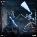 ANAKIN SKYWALKER STAR WARS CLONE WARS ART SCALE 1/10.  Revive las legendarias batallas de las Guerras de los Clon con esta increíble estatua de Anakin Skywalker, producida por Iron Studios en escala 1/10. Inspirada en la aclamada serie animada Star Wars: The Clone Wars, esta pieza retrata al icónico Jedi Knight en una dinámica postura de batalla, blandiendo firmemente su sable de luz con determinación. Rica en detalle, la estatua captura fielmente la mirada de Anakinés durante esta era fundamental en la galaxia, desde su atuendo desgastado por la batalla hasta la intensa expresión de quien lleva el peso del destino.