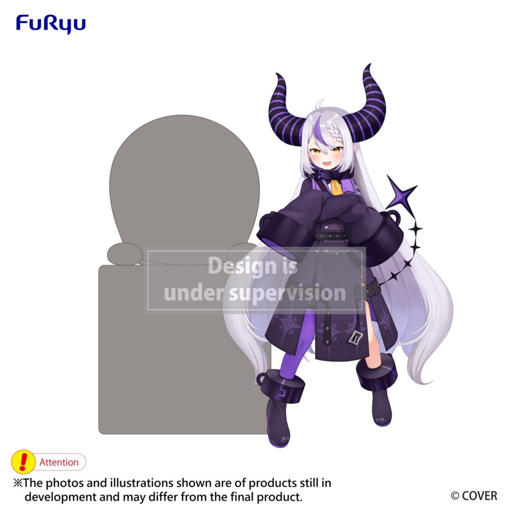 La+ darkness hololive production hihakke. Se une a la colección hikkake de furyu la figura de la+ darkness con una altura de 10 cm. Está basada en la cantante virtual del grupo "hololive production". Fabricada en atbc-pvc y abs. Furyu es una empresa japonesa que se dedica a los videojuegos, aunque también fabrica figuras asequibles basadas en licencias de anime, manga y videojuegos.