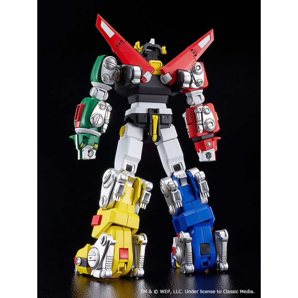 Voltron moderoid. Good smile company vuelve a presentar, dentro de la colección moderoid, el model kit de voltron. Una vez montado, mide 20 cm y está basado en el personaje del anime "voltron". Cuenta con varios puntos de articulación e incluye 2x tipos de cabeza para el león azul y el león amarillo, que pueden usarse de forma individual o combinada. También contiene 1x espada ardiente, 1x lanza de combate solar, 1x espada láser giratoria y 1x cuchillas bucales para cada león.