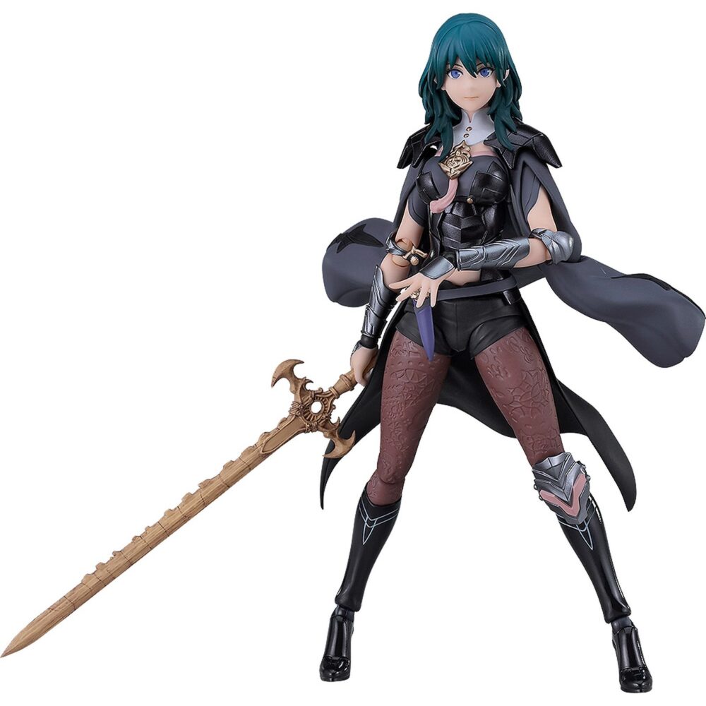 Byleth (female) fire emblem awakening figma. Good smile company presenta, dentro de la colección figma, la figura articulada de la versión femenina de byleth, protagonista del videojuego "fire emblem: three houses". Mide aproximadamente 16 cm e incluye 3x placas faciales (neutral, gritando y sonriente), 1x espada del creador en modo normal, 1x espada del creador en modo látigo con piezas de efecto, y otros accesorios para poses dinámicas. Incluye base articulada.