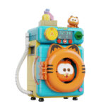 WASHING MACHINE SET CONSTRUCCION GARFIELD THE MOVIE FANTASTIC MACHINES SERIES. Pantasy presenta, dentro de la colección Fantastic Machines Series, este set de construcción de Washing Machine, basado en el personaje de la película “Garfield”. Tiene unas medidas de 18 x 13 x 10,5 cm y está inspirado en una autentica lavadora. El set está formado por 284 piezas y requiere de 1 hora aproximadamente para su montaje. La tapa transparente se puede abrir y mientras que el Garfield del interior girará al manipular la rueda del lateral. Incluye la figura de un pequeño Garfield y envases de detergente. Cuenta con una pantalla de control detallada con botones. Edad mínima recomendada 6 años.