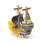 VICTORIA PUNK SET MONTAJE ONE PIECE WA-GU-MI WOODEN ART. Kito Art presenta, dentro de la colección wa-gu-mi Wooden Art, este set de montaje del barco de los Piratas de Kid, el Victoria Punk. Una vez montado tiene unas medidas de 13,5 x 12,5 x 7 cm y está basado en su aspecto en el anime "One Piece". El set está formado por 188 piezas de madera contrachapada precortadas por láster y pintadas, distribuidas en 4 paneles de 17 x 13 cm. I ncluye manual de instrucciones. Se presenta en una caja con ranura para colgar en el punto de venta.
