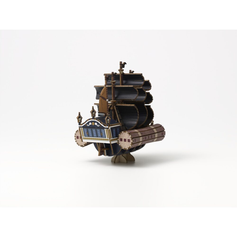 Saber of xebec set montaje one piece wa-gu-mi wooden art. El saber of xebec, uno de los barcos más temibles del anime "one piece", representa el poder, la ambición y la fuerza de la tripulación de barbanegra. Este set de montaje de la colección wa-gu-mi wooden art de kito art tiene unas medidas de 14 x 10 x 13 cm una vez montado. El set está formado por 115 piezas de madera contrachapada precortadas por láster y pintadas, distribuidas en 4 paneles de 17 x 13 cm. Incluye manual de instrucciones. Se presenta en una caja con ranura para colgar en el punto de venta.