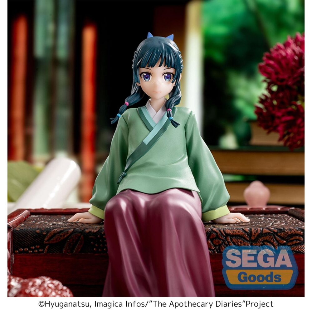 Maomao the apothecary diaries pm perching. Sega suma a su colección pm perching esta figura de maomao, basada en el personaje del anime "the apothecary diaries". Fabricada en pvc y con una altura aproximada de 14 cm, la figura representa al personaje sentada, ideal para colocar en estanterías o mesas.
