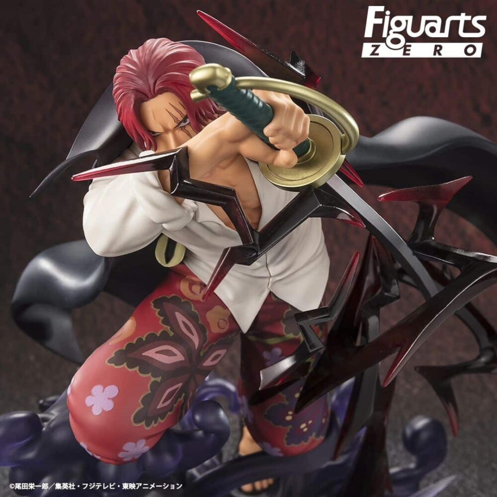 SHANKS DIVINE DEPARTURE -EXTRA BATTLE- ONE PIECE FIGUARTS ZERO. Figuarts ZERO es una línea de productos de Tamashii Nations que se dedica a la creación de figuras estáticas que expresan el encanto y el mundo de los personajes de anime, manga, videojuegos, cine y televisión. Sus productos se caracterizan por su calidad, su detalle y sus efectos. Figuarts ZERO ofrece una amplia gama de sublíneas, como EXTRA BATTLE, SUPER BATTLE, CHOUETTE y más, que abarcan diferentes géneros, estilos y escalas. Entre los productos más populares de Figuarts ZERO se encuentran las figuras de EXTRA BATTLE, que son figuras que representan a los personajes en poses dinámicas y espectaculares, con efectos de luz, sonido y movimiento. EXTRA BATTLE tiene figuras de series famosas como One Piece, Naruto, Dragon Ball y muchas más. Estas figuras son ideales para los fans que quieren tener una pieza de colección que refleje la acción y el carisma de los personajes.
