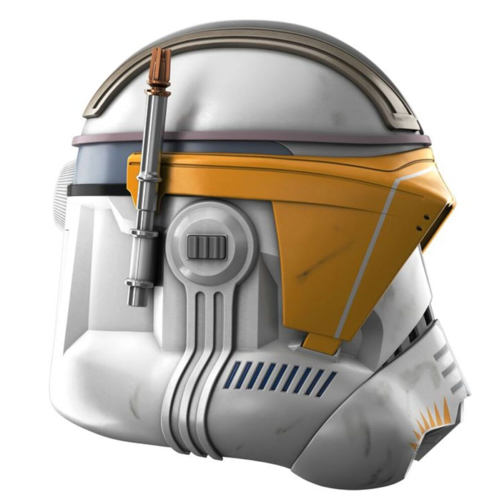 CASCO ELECTRÓNICO CLONE COMMANDER CODY BLACK SERIES STAR WARS. La línea Star Wars The Black Series incluye figuras, vehículos y artículos para juego de rol inspirados en los más de 40 años de legado que nos ha dado la galaxia de Star Wars. Para que los fans puedan recrear escenas galácticas de los cómics, las películas y las series con fidelidad. Esta casco está diseñado para verse igual a los cascos de los Clone Commander Cody, basado en su aparición en la película "Star Wars: Revenge of the Sith". Ees una increíble adición a toda colección de Star Wars y disfraz de adulto. ¡Que la Fuerza te acompañe!