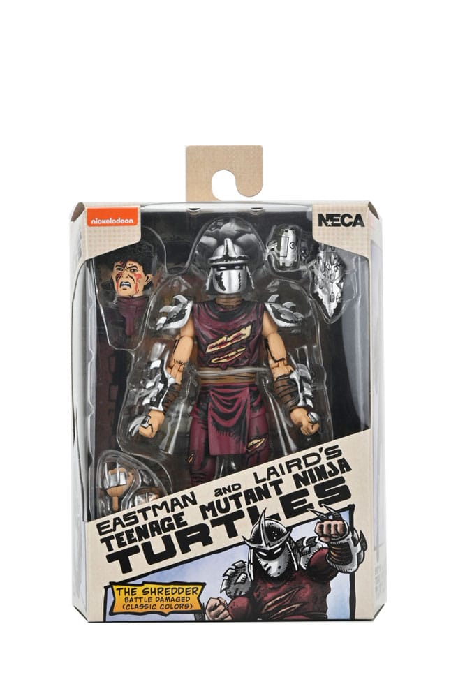Battle damaged shredder teenage mutant ninja turtles neca. Basado en los cómics originales de eastman & laird teenage mutant ninja turtles de mirage studios. Oroku saki ha heredado el papel de el triturador de su hermano caído, oroku nagi. La amarga rivalidad entre los clanes de oroku y hamato continúa, y the foot no se detendrá ante nada hasta que su antiguo amo sea vengado. Con un clásico de pintura de color demandada por fans, esta figura de acción de escala dañada por la batalla incluye manos intercambiables, cabeza extra, granada de equitación y guante destruido. Viene en un embalaje especial de la caja de la ventana de tributo de cómic ilustrado por kevin eastman.